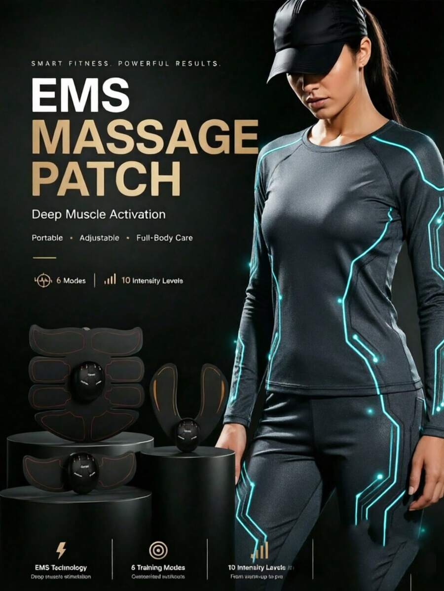 AXH. Muscle Stimulator Fitness Weightlifting Abdominal, Arm And Leg Training Equipment Body Massage - Black - View 1