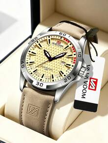 VA VA VOOM Men's Sports Watch, PU Leather Strap, Waterproof, Luminous Quartz Movement, With Date And Day Of The Week Display, Suitable For Daily Wear, Men's Gift - one-size - View 10
