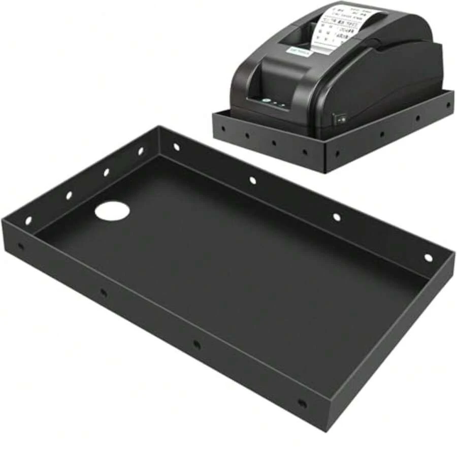 Ecliptica - 1 bandeja y estante para impresora térmica POS de cocina, estante de montaje en pared o borde de 10.24 x 6.5 pulgadas con 4 agujeros de montaje por lado, soporte para - Multicolor - Ver 1