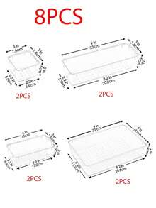 Drawer Organizer Set 25 PCS Transparent Plastic Trays, Stackable Storage Bins With Custom Layout Function, Multi Purpose Organizer For Makeup Brushes Lipsticks Jewelry Kitchen Accessories Bathroom Supplies And Desk Items - Clear - View 9