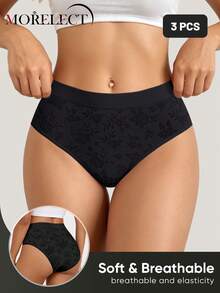 Morelect 3pcs Women's Low Waist Seamless Comfortable Breathable Printed Sexy Panties - Multicolor - View 4