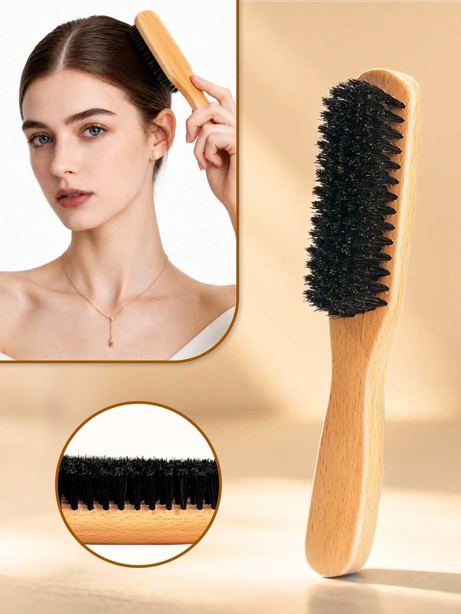 Goiple Hair Styling Comb With Wooden Handle, Anti-Static Professional Detangling Comb, Smooths Frizz And Flyaways, Creates Sleek Ponytail, Suitable For Salon, Travel And Daily Use - Multicolor - View 1
