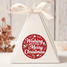 120pcs Round Christmas Greeting Card Stickers, "Merry Christmas" Text, Perfect For Christmas Cards, Gift Wrapping, Invitations, Holiday Decorations, Conveying Classic And Festive Spirit - 120 Pieces/set - View 3