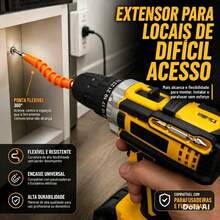 Parafusadeira Furadeira De Impacto 2 Baterias + Kit 46 Peças - Amarelo - Visão 4