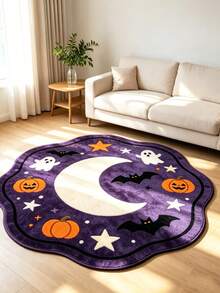 1 tấm thảm tròn màu tím họa tiết trăng, bí ngô, dơi, sao Halloween, thảm trải dưới giường, thảm trang trí nhà cửa, thảm phòng ngủ, thảm nhỏ, thảm phòng khách, thảm nhỏ phòng khách, thảm ngoài trời, tăng phong cách cho ngôi nhà, phù hợp trang trí thêm nét quyến rũ cho gia đình, cải thiện niềm hạnh phúc - Nhiều màu - Xem 7