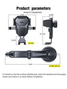 1pc Black New Style Car Phone Holder, Multi-Function Telescopic Suction Cup Navigation Mount, Dashboard Mount, Suction Cup Holder Suitable For Daily Driving Navigation And Phone Storage (Clean The Surface Before Installation, Install On Flat Surface Like Dashboard, Do Not Use In High Temperature) - Black - View 5