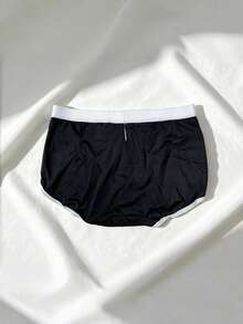 3pcs Women's Contrast Color High-Cut Letter Print Comfortable Extra Long Briefs - Multicolor - View 5