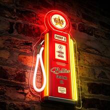Vintage Gas Pump Shaped LED Neon Light Sign, American Retro Auto Repair Shop Bar Wall Decor Light, USB Ambient Glowing Signboard - Multi-color - View 2
