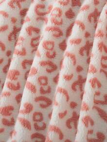 Girls' Casual Pink Leopard Print Fleece Stand Collar Jacket, Autumn/Winter - Pink - View 8