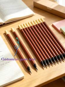 Custom Text Logo Black Wood Chocolate Pencil Laser Engraved Student Use Triangular Barrel Thick Lead HB Writing Pencil Lead Thickness 0.32mm, Couples, Spouses, Colleagues, Friends, Elders, Children, Classmates, Mentors - Multicolor - View 11