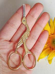 Vintage Stork Embroidery Scissors, 3.5 Inch, Golden - Gold - View 1