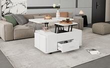 Coffee Table With Storage Adjustable White Made Of Wood For Living Room - White - View 4