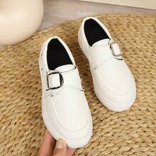 Thick Sole Slip-On Casual Loafers - White - View 3
