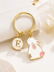 Llavero de Conejo Y2K, Regalo Personalizado para Niñas, Accesorio para Coche, Charm para Bolso - Conejo blanco - Ver 2