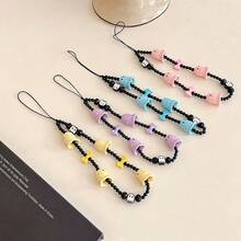 1PC New Ghost A Piao Beaded Phone Chain Bell Skull Phone Charm Ins Anti-Lost Phone Lanyard - Multicolor - View 9