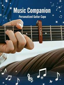 Customizable Engraved Guitar Capo, Universal Tuning Clip For Acoustic And Electric Guitars, Wooden Texture Professional Pitch Clamp, Supports Personalized Text Customization, Create Exclusive Guitar Accessories, Meaningful For Gifts Or Personal Use; Compatible With Acoustic And Electric Guitars, Meets Tuning Needs Of Different Guitar Types; Features Wooden Texture Design, Beautiful Appearance, Comfortable Grip, Enhances User Experience. - Multicolor - View 3