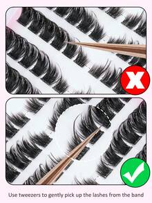 120 Clusters Glue-Free Dense False Eyelashes, Transparent Stem Self-Adhesive, Easy To Wear And Quick Application, Suitable For Dating, Travel, Halloween And Other Occasions, Segmented False Eyelashes - D - View 4