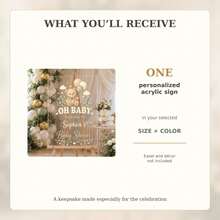 Personalized Teddy Bear Acrylic Welcome Sign, Neutral Baby Shower Decor - Multicolor - View 9