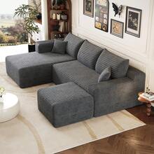 Sofa Grey Made Of Fabric For Living Room And Lounge - 深灰色四座 - 查看 6