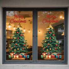 1/2pcs Christmas Tree Static Window Stickers, Christmas Ribbon Tree Gift Box Snowflake Window Film Decals, Reusable Christmas Home Decor, Holiday Winter Glass Decoration, Suitable For Living Room And Store Window Display - Multicolor - View 10