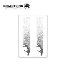 INKARTLINK 1PC Falling Human Silhouette Dotted Tattoo Sticker, Temporary Waterproof Body Art Tattoo Sticker, Lasts 2-5 Days, Water Transfer Color Tattoo Sticker, Suitable For Men And Women, Essential For People, Party Decoration, Holiday Celebration Body Decoration - Black - View 3