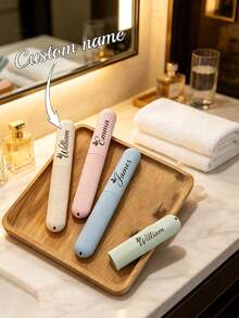Customizable Wheat Straw Toothbrush Holder (Custom Name/Logo) - Multi-Compartment Travel Storage Box, Made Of Portable And Durable PP Material, Suitable For Men, Women And Family Use - Multicolor - View 5