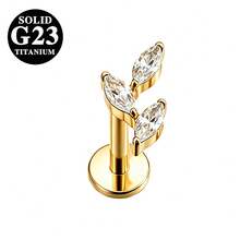 1pc Titanium Alloy Zirconia Horse Eye Lip Stud Inner Thread CZ Small/Medium/Large Flower Shaped Lip Stud Cartilage Flat Stud Ear Jewelry For Women - As Shown In Figure 2 - View 14