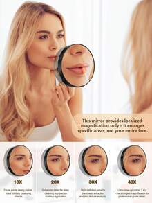 50x Suction Cup Magnifying Makeup Mirror, 3.5 Inch, Black | Portable Magnifying Makeup Mirror, Suitable For Bathroom, Bedroom, Office, Can Be Used For Blackhead Removal, Eyeliner Application, Travel Mirror With Magnification Function, Comes With Tweezers - Multiple Colors - View 2