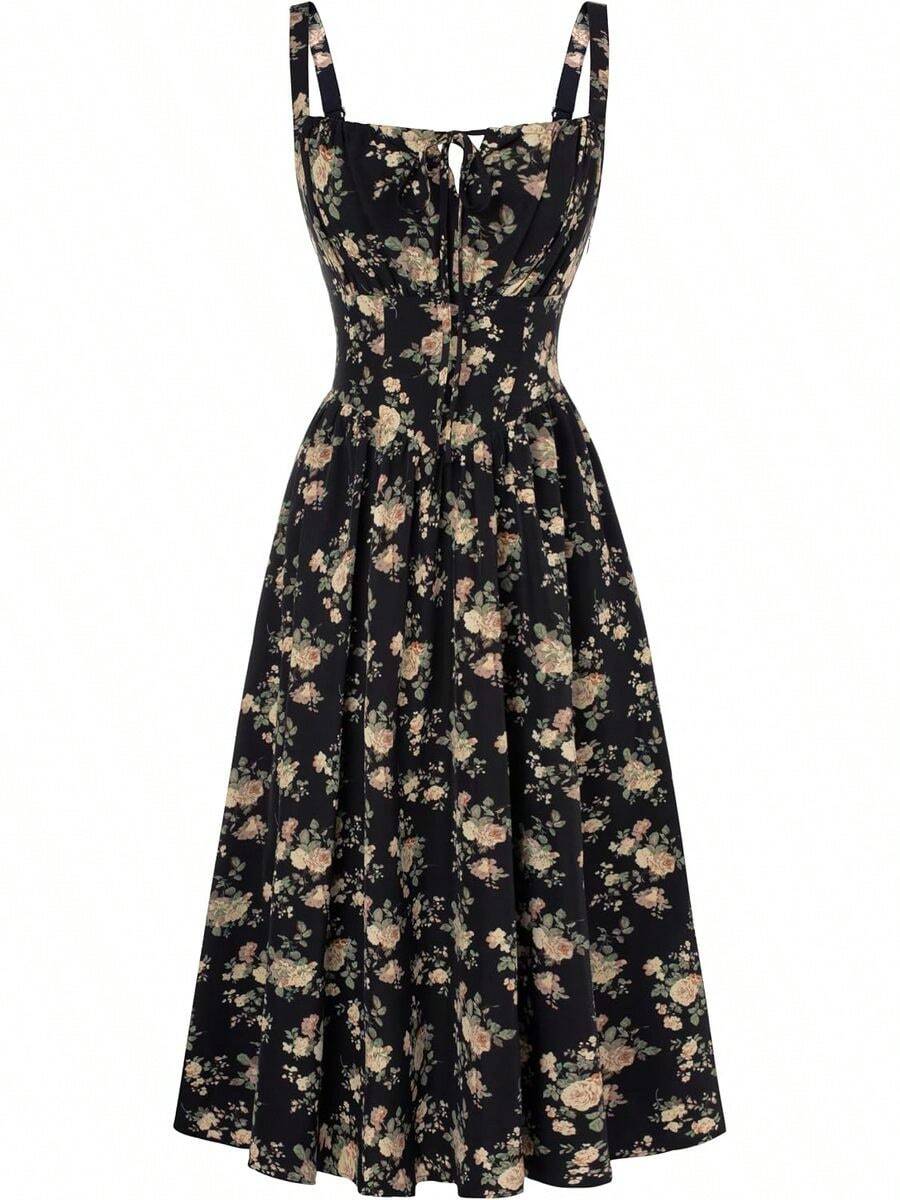 2026 NEW Fashion Women's Floral Corset Dress With Pockets For Summer ...