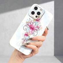 Graffiti Lotus Pattern UV Printing Angel Eyes Soft Phone Case Phone Shell Matte Phone Cover 360 Degree Full Protection For Iphone 11 12 13 14 Pro Max 15 XR X/XS 7 8 Plus SE Mini For Smartphone - 黑色 - 查看 4