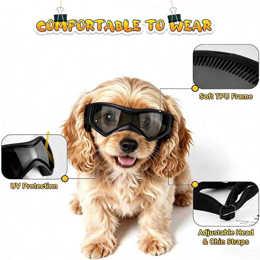 1pc Outdoor Pet Sunglasses, UV Protection Lenses, Lightweight And Durable, With Adjustable Headband, Designed For Small And Medium Dogs, Suitable For Outdoor Walks, Travel, Parties And Holiday Dress-Up - Multicolor - View 1