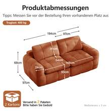Sofa Orange Made Of Chenille For Living Room - 橘色雙座 - 查看 7