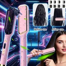 BLUTOOL Hair Straightener Brush, Fast Heating Ceramic Straightening Comb With 5 Temperature Settings, Anti-Scald , Portable Frizz-Free Straightening Brush For Women, Perfect For Home Salon Travel - US A Type Plug(110-127V) - View 7