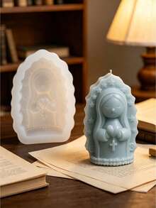 1pc Q-Version Praying Girl Scented Candle Silicone Mold, DIY Handmade Soy Wax Fragrance Decor, Plaster, Drip Glue, Resin Craft, High Temperature Resistant Mold - Praying Girl Mold - View 2