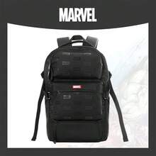 Mesuca Large Capacity Daily Use Backpack Marvel Full Body Logo Print Pattern Black Tone Tear-Resistant Fabric Multiple Independent Compartments Safety Strap Lightweight Suitable For Outdoor Fitness Weekend City Tour 1pc - View 1