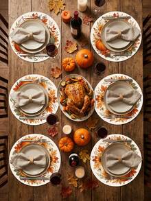 "Hello Fall" Pumpkin & Floral Wreath Round Placemat, Orange Maple Leaf & Daisy Pattern, Rustic Farmhouse Style Printed Table Mat, Suitable For Kitchen Dining Table, Thanksgiving Harvest Gathering And Autumn Home Decor - Multicolor - View 5