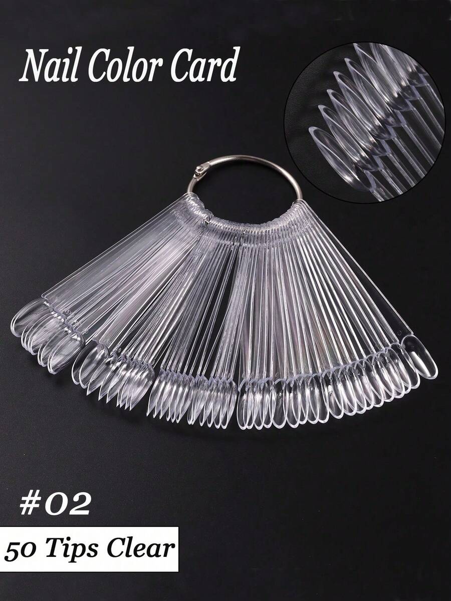10/30/50pcs Transparent Nail Polish Color Chart Display Board Gel Nail Polish Template Nail Art Technique Sample Rack Nail Polish Practice Acrylic Palette For Nail Art Display Practice Home DIY Nail Polish Board - Clear - View 1