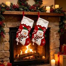 Christmas Stocking Colorful Candy Treat Bag Hanging Decor For Holiday Party - White - View 3