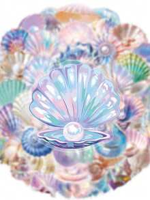 50PCS Colorful Shell & Conch Doodle Decorative Stickers, Suitable For Helmet Decoration, Scrapbooking, Car Decoration, Party Decoration, Adult Stickers, Office Decoration, Label Stickers, Scrapbook Supplies, Laptop, Bags, Guitar, Water Bottle, Fashion Decoration, DIY - Shell - View 7