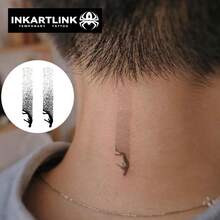 INKARTLINK 1PC Falling Human Silhouette Dotted Tattoo Sticker, Temporary Waterproof Body Art Tattoo Sticker, Lasts 2-5 Days, Water Transfer Color Tattoo Sticker, Suitable For Men And Women, Essential For People, Party Decoration, Holiday Celebration Body Decoration - Black - View 7