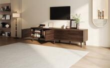 With Storage Tv Stand Brown Made Of Wood For Living Room And Media Area - 核桃 - 查看 3