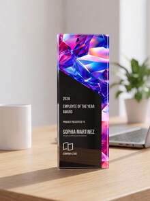 1pc Custom Logo And Text Trophy Award,Top Performer And Trophy Award,Million Dollar Club Recognition Plaque - Multicolor - View 9