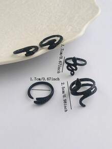 5 st mörka gotiska ormringar, Y2K punk ringset, Halloween ringset - Stil 1 - Visa 2