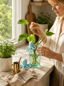 2/1pc Octopus Shaped Plant Stem Holder Cute Octopus Vine Support Resin Hydroponic Plant Clip Fun Plant Stem Support Decoration Creative Aquatic Plant Fixing Decor Indoor Hydroponic Plant Accessory - Multicolor - View 2