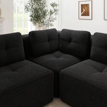 Modular Black 3 Seat Sofa - Modular Corduroy Sofa, No Assembly Required For Living Room - 黑色 3 座 - 查看 8