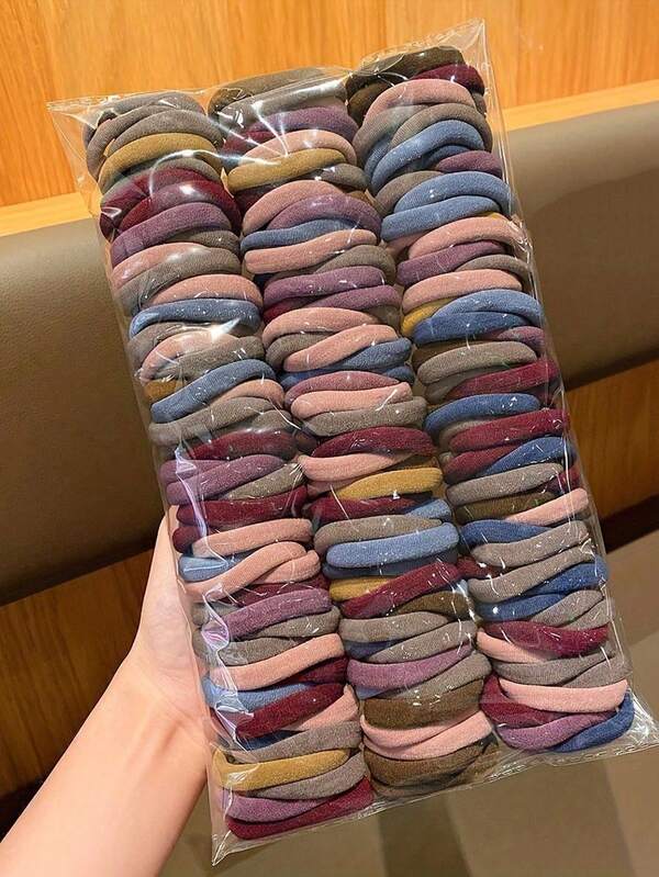 100 buah Ikat Rambut Elastis Tahan Lama Gaya Korea Warna-warni Aksesoris Rambut