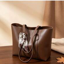 Minimalist Versatile Large Capacity Shoulder Bag Casual Shopping Bag - Mocha Brown - View 1