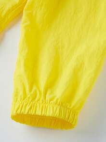 Women Windproof Jumpsuit With Hood Simple Solid Color Long Sleeve Zip-Up Pants Romper For Daily Cosplay Party - Yellow - View 8
