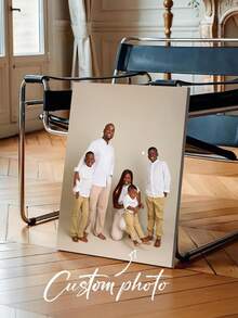 1 pieza Arte de pared en lienzo enmarcado personalizable - Retrato familiar personalizado & Impresión de foto de acción, adecuado para decoración de sala de estar, dormitorio u oficina en casa, pintura réplica de calidad con acento cálido para la habitación, arte en lienzo enmarcado para colgar - Multicolor - Ver 3