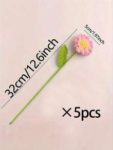 6pcs Handmade Crochet Daisy Bouquet, Realistic Artificial Flower Bouquet, Charming White And Yellow Fabric Flowers, Vibrant Colors, Versatile Use For Home, Car, Office, Holiday Seasonal Decor - Perfect For Valentine's Day, Mother's Day, Thanksgiving, Wedding, Birthday - Polyester, Bouquet Accessories, Bouquet Accessories Gift - Multicolor - View 7